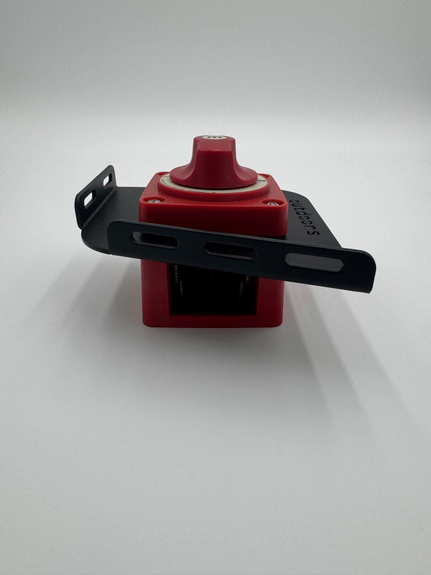 blue sea systems switch installed with black metal Ranger Z Comanche R series trolling motor battery switch mounting bracket by rocket city outdoors