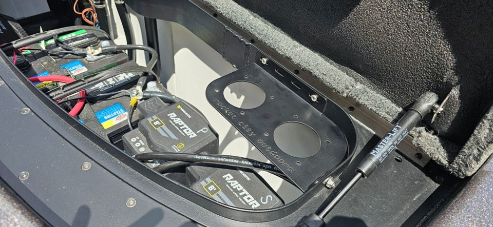 Skeeter ZXR or FXR bass boat dual battery switch or remote drain plug control corner mounting bracket