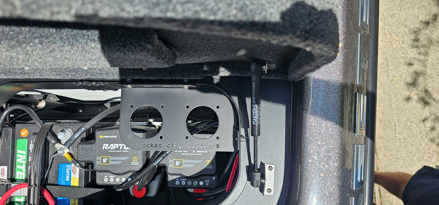 Skeeter ZXR or FXR bass boat dual battery switch or remote drain plug control corner mounting bracket