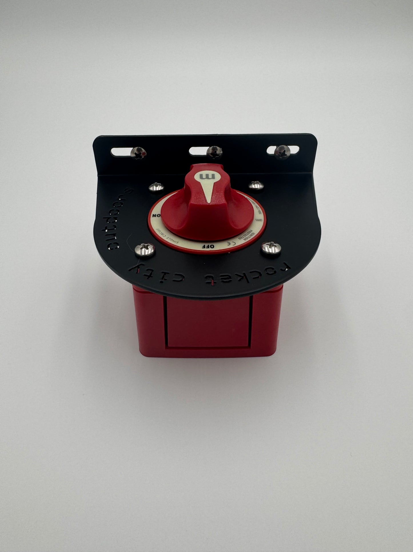 black powder coated aluminum non-corner mount universal generic battery switch bracket for Ranger nitro triton Phoenix caymas avid skeeter bass boats