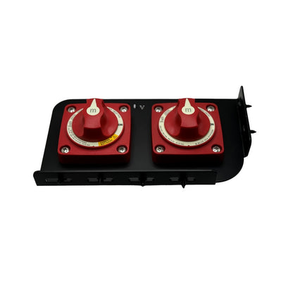 Caymas bass bass boat battery switch bracket mounting solution that fits CX18, CX19, CX20, CX21, XS20, and XS21 models.