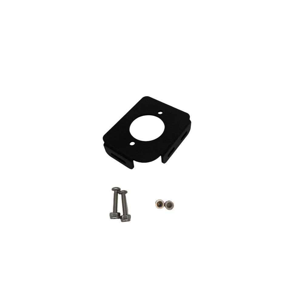 Egis 4701 Circuit Breaker Bracket in matte black coated metal, with a circular opening and included mounting fasteners