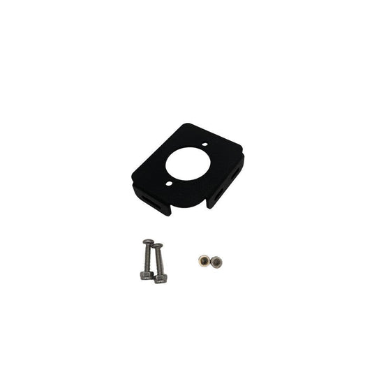 Egis 4701 Circuit Breaker Bracket in matte black coated metal, with a circular opening and included mounting fasteners