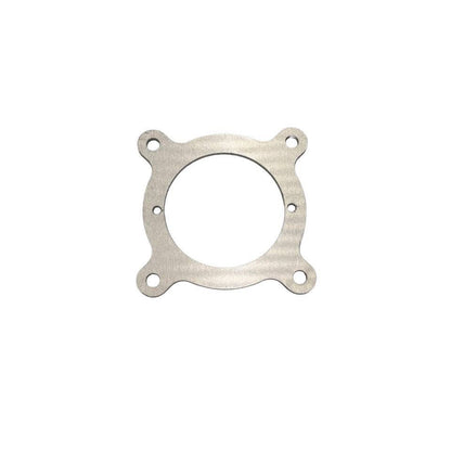 Flow-Rite Remote Drain Plug Switch Adapter with a silver brushed metal finish, rounded square plate, and central circular opening