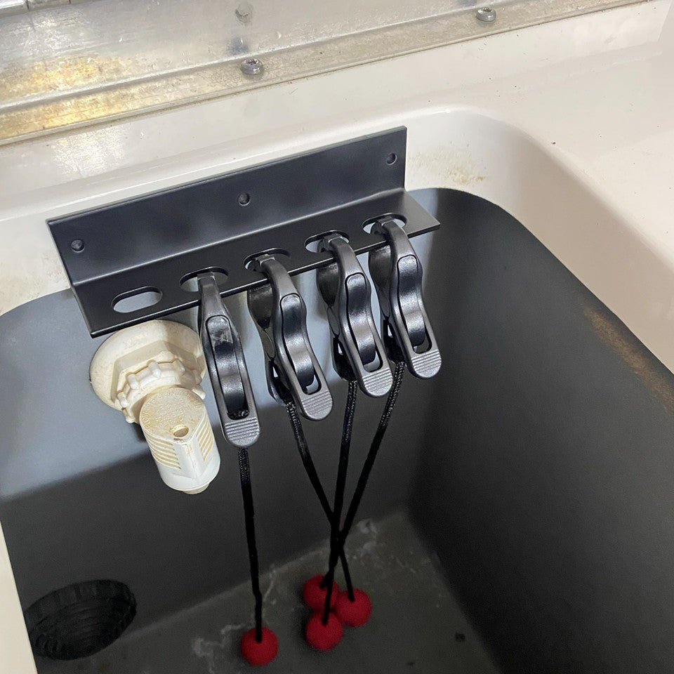 Universal No drill live well cull tag organizer rack for bass boats