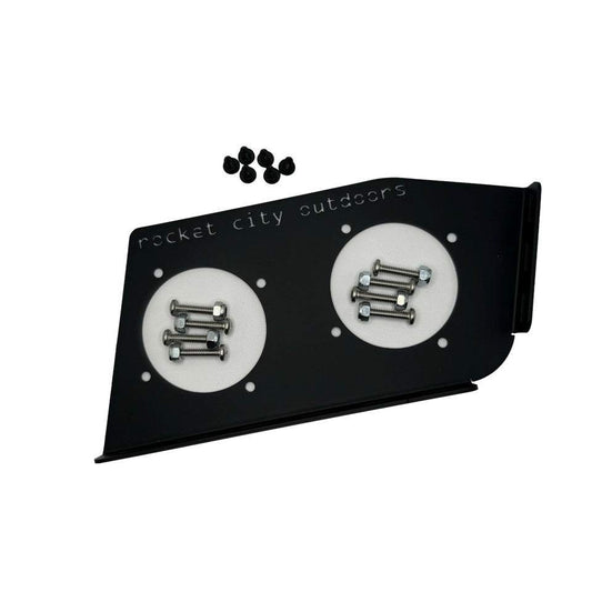 Ranger Z520R Z521R Double Battery Switch bracket in matte black aluminum with two switch mounting positions.