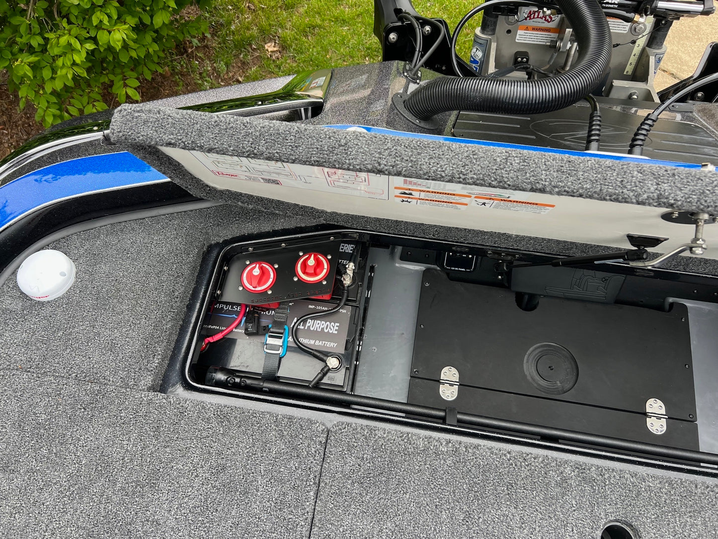 dual battery switch bracket on a ranger bass boat