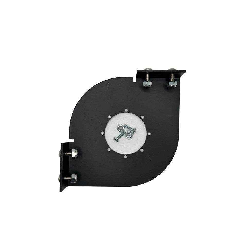 Skeeter Remote Drain Plug Switch corner mount bracket in matte black aluminum, with rounded plate and silver mounting hardware