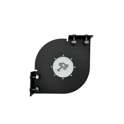Skeeter Remote Drain Plug Switch corner mount bracket in matte black aluminum, with rounded plate and silver mounting hardware