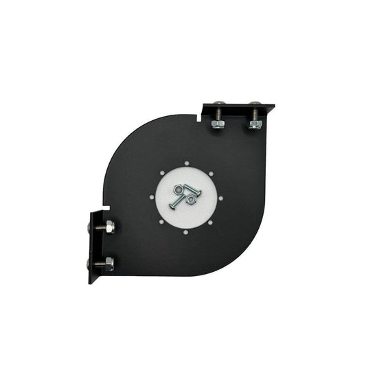 Skeeter Remote Drain Plug Switch corner mount bracket in matte black aluminum, with rounded plate and silver mounting hardware
