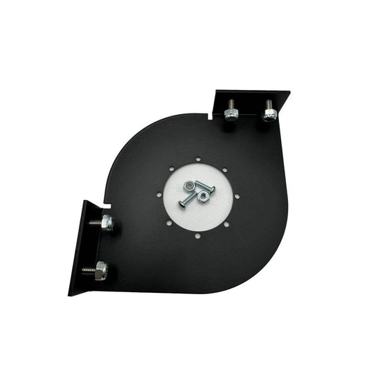 Skeeter Remote Drain Plug Switch corner mount bracket in matte black aluminum, with curved plate and mounting tabs