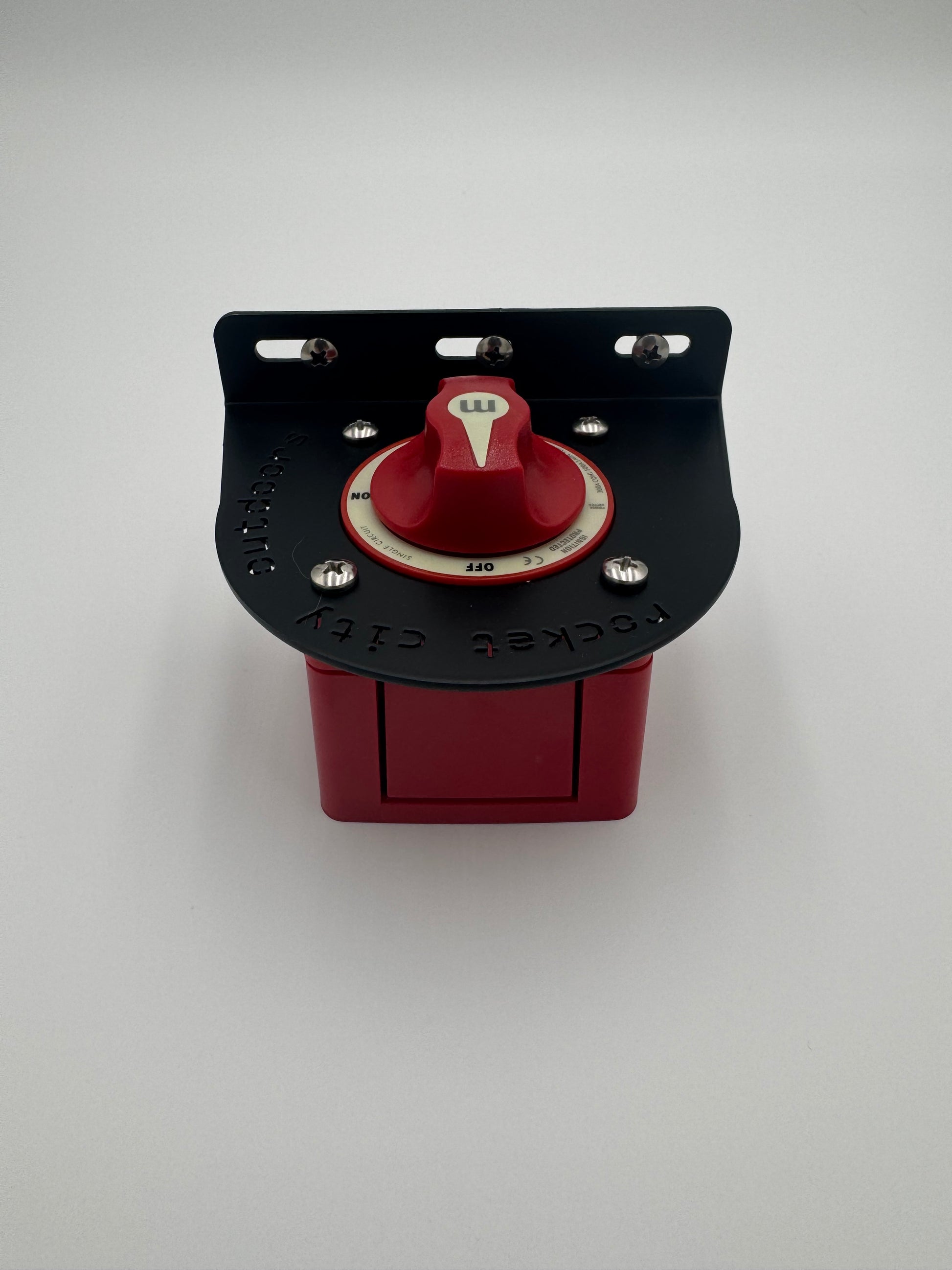 black powder coated aluminum non-corner mount universal generic battery switch bracket for Ranger nitro triton Phoenix caymas avid skeeter bass boats 