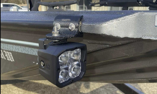 marine vehicle light mounted on a bass boat rub rail